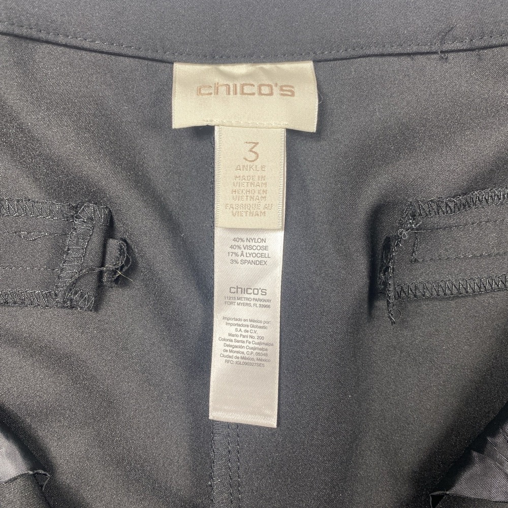 Chicos Black Size3 Sequined Hem Ankle Twill - Picture 5 of 16